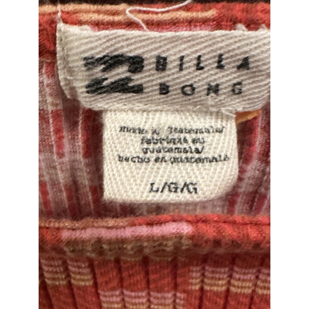 Y2K Billabong Ribbed Square Neckline Cropped Ruffle Trim SzL - Picture 5 of 16